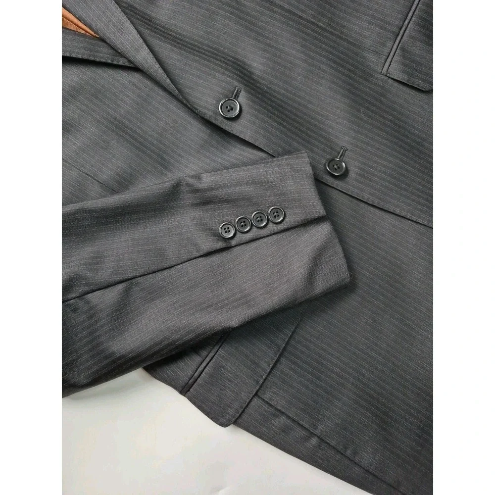 Jos A Bank Joseph Mens Slim Fit Wool Sports Coat 40R Black Striped 2 Button P502
